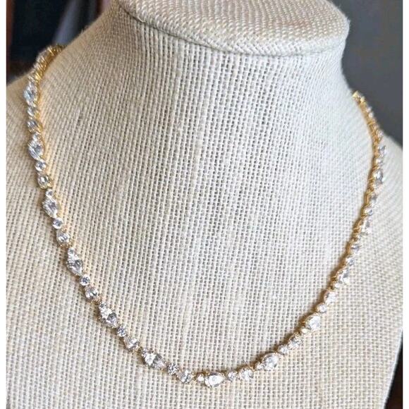 Nadri Crystal CZ Tennis Necklace Gold Plated - Picture 3 of 16